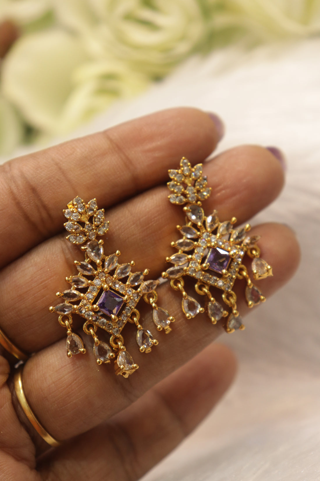 Celestial Bloom Earrings - Purple