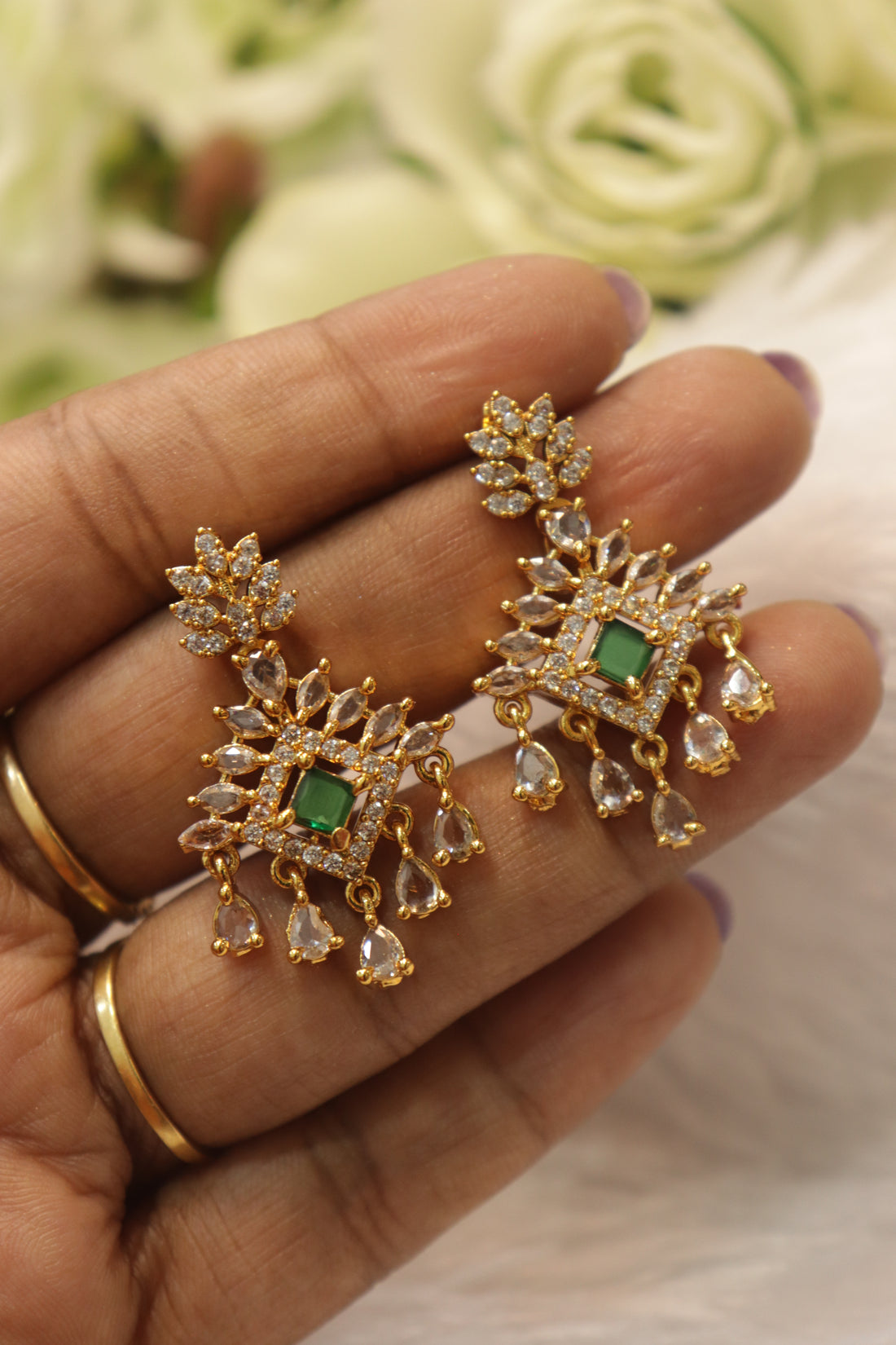 Celestial Bloom Earrings - Green