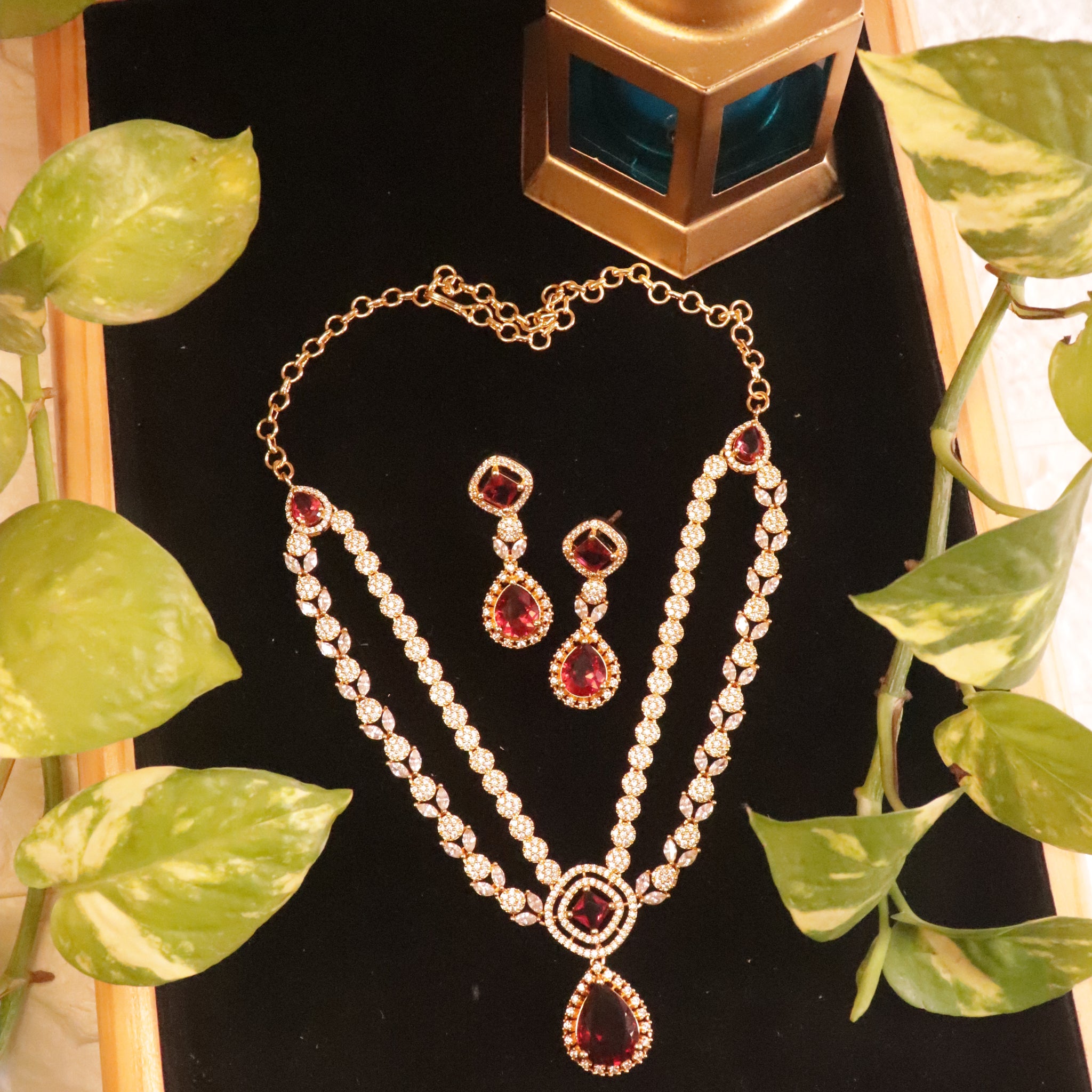 Crimson Royale CZ Necklace Set