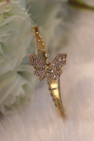 Flutter Luxe Butterfly Kada Bangle - Baby Pink