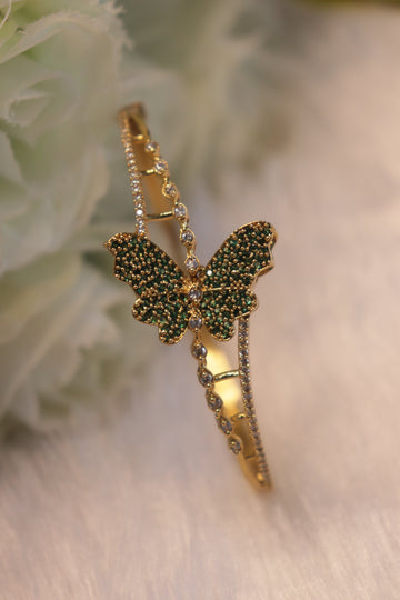 Flutter Luxe Butterfly Kada Bangle - Green