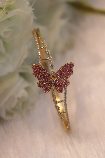Flutter Luxe Butterfly Kada Bangle - Rani Pink
