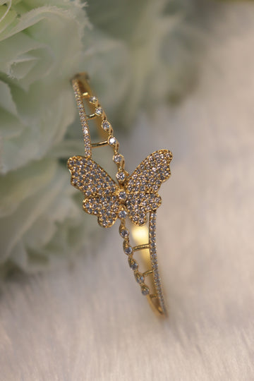 Flutter Luxe Butterfly Kada Bangle - White