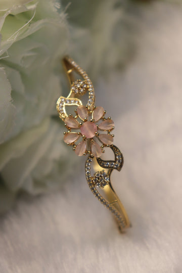 Floral Elegance Open Kada Bangle - Pink