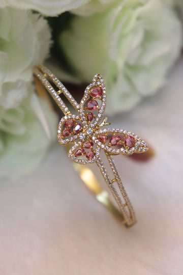 Flutter Luxe Open Kada Bangle - Red