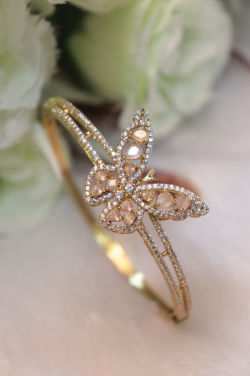 Flutter Luxe Open Kada Bangle - Pink