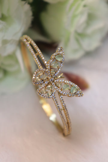 Flutter Luxe Open Kada Bangle - Mint Green
