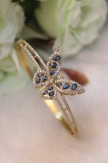 Flutter Luxe Open Kada Bangle - Blue