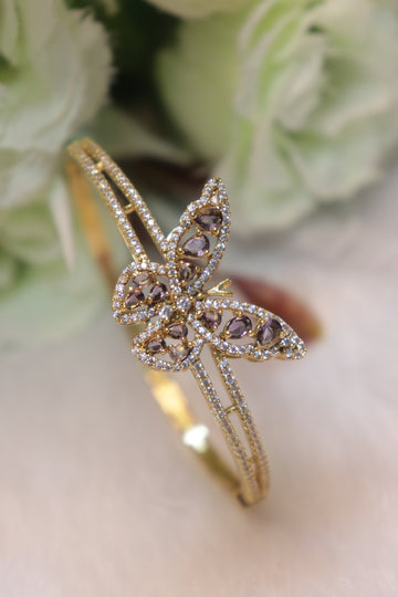 Flutter Luxe Open Kada Bangle - Purple