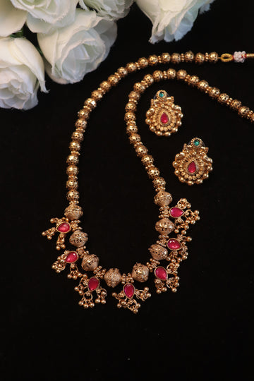 Dual-Tone Reversible Matte Polish Necklace Set – Pink & Green