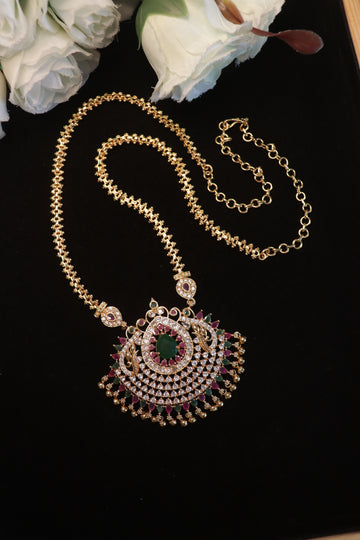 Classic Multicolour AD Pendant Dollar Chain – 24"