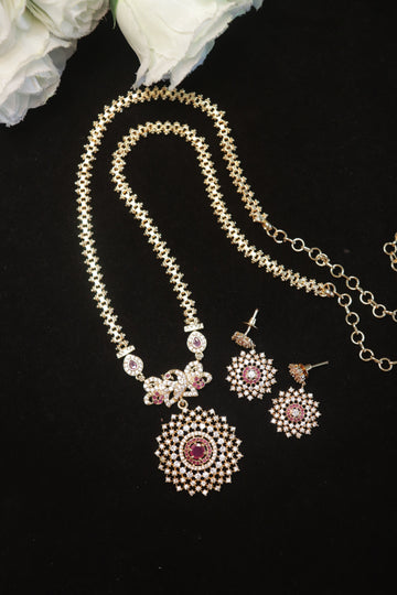 Ruby AD Mandala Pendant Dollar Chain Set – 24"