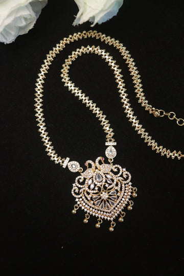 Elegant Floral AD Pendant Dollar Chain – 24"