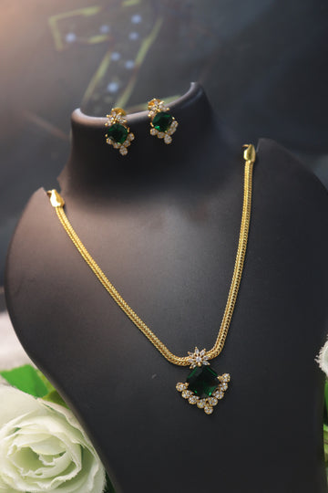 Luxe Cushion Cut AD Stone Necklace Set
