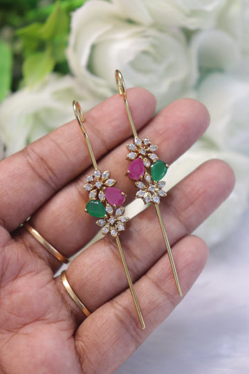 Floral Cascade AD Needle Earrings - Multi