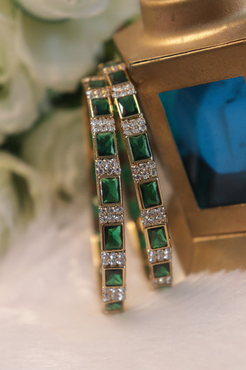 GlamGrid Premium AD Bangles - Green