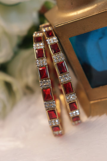GlamGrid Premium AD Bangles - Red