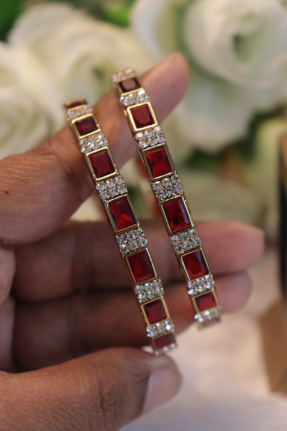 GlamGrid Premium AD Bangles - Red