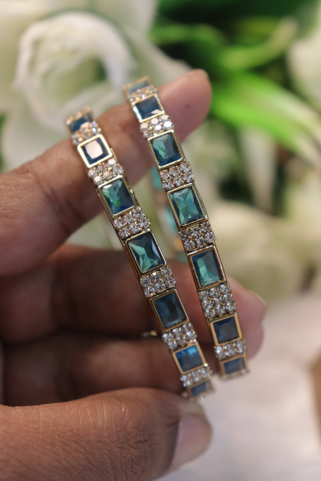 GlamGrid Premium AD Bangles - Blue