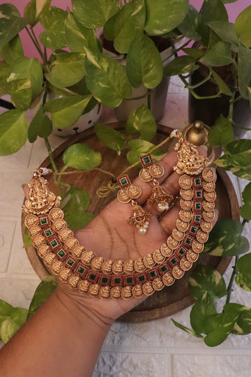 Lakshmi Kasu Matte Necklace Set