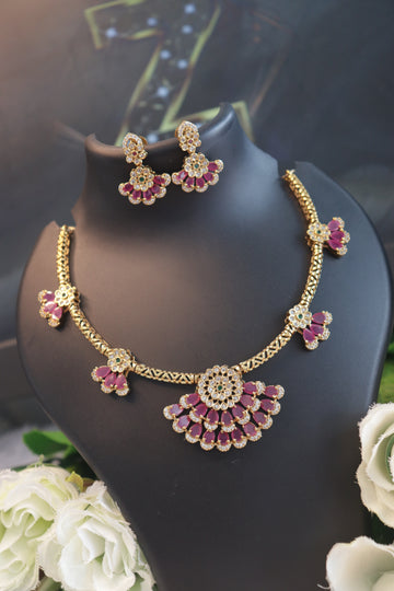 Floral Cascade Premium AD Hasli - Pink