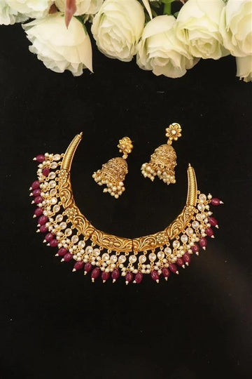 Royal Ruby Pearl Antique Choker Set