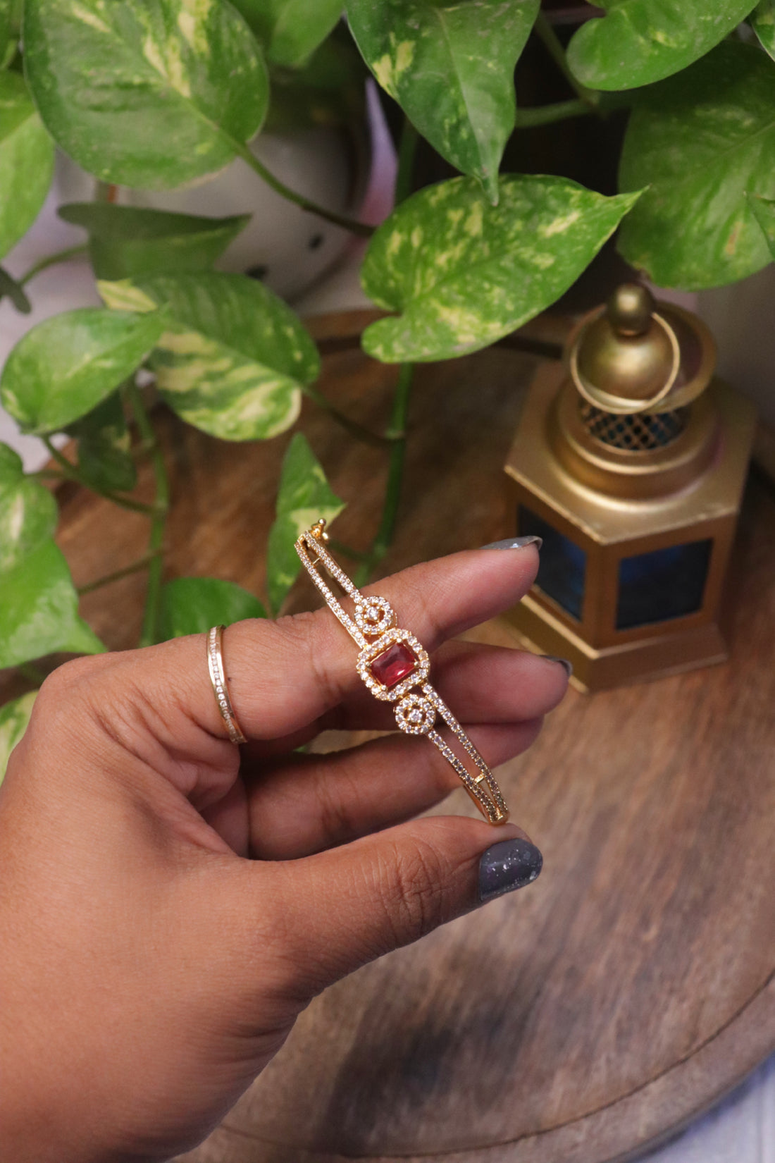 Crimson Aura CZ Kada Bangle