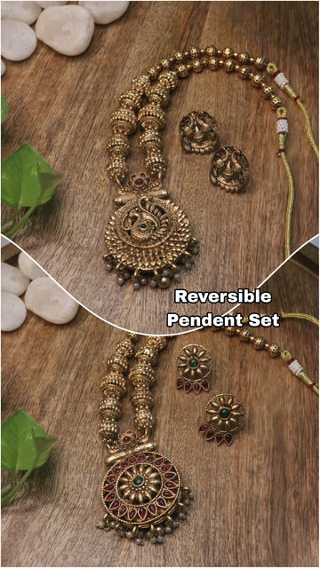 Matte Reversible Kemp Sun Pendant Necklace Set