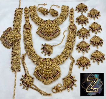 Matte Polish Lakshmi Bridal Grand Temple Jewellery Set