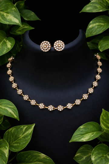 Antique Floral Sparkle AD Necklace Set